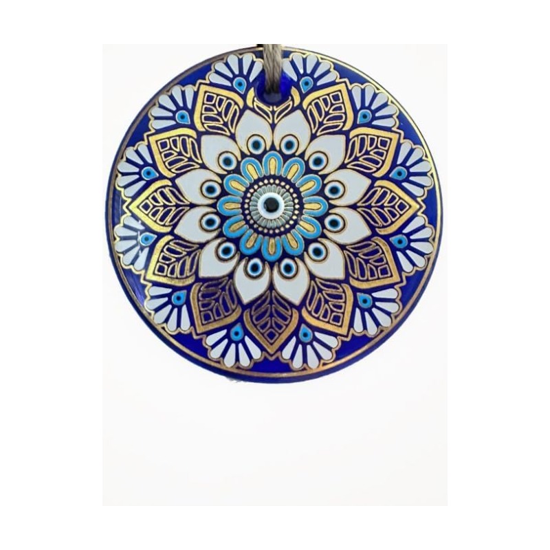 Gold Flower Blossom Evil Eye — Nazar Macramé Wall Décor 1 Gold Flower Blossom Evil Eye Nazar Macramé Wall Décor - Turkish handmade wall hanging