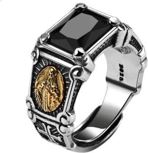 Sterling Silver Ottoman Tughra Ring — Black Onyx