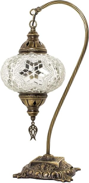 Handmade Turkish Mosaic Table Lamp - Swan Neck Collection stained glass