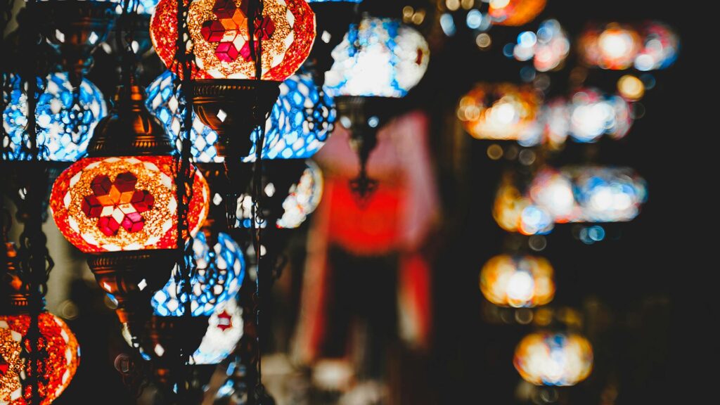 Hanging Turkish mosaic lanterns